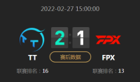 《LOL》2022LPL春季赛常规赛2月27日TT VS FPX比赛视频